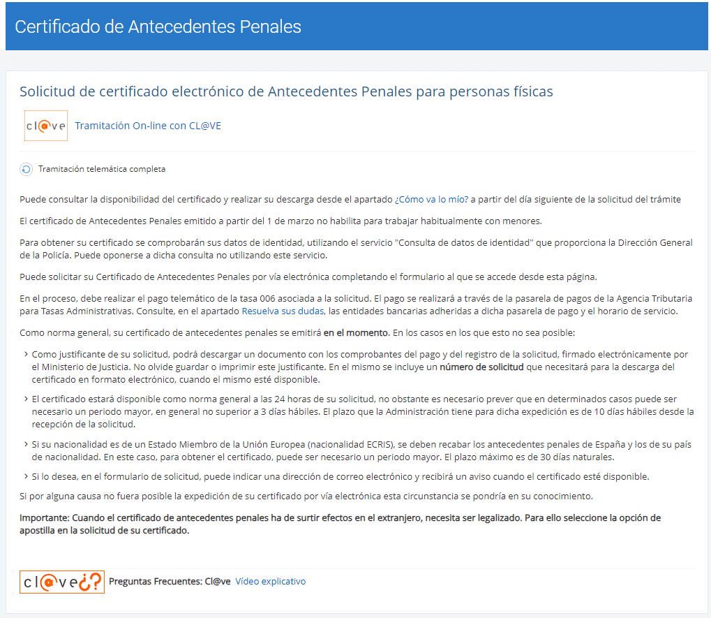 Paso 1 solicitar certificado de antecedentes penales